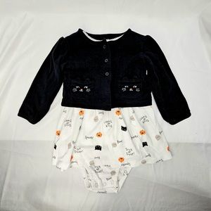 Carter's Halloween Baby 2 pc Outfit, Onsie Dress and Sweater 18 months